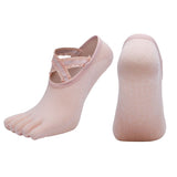 Women's Lace Trim Five Toe Yoga Socks Non Slip Grip Socks Pilates Dance Ballet Fitness Exercise Socks - Beige In Australia - Darrahopens