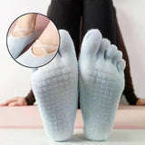 Women's Lace Trim Five Toe Yoga Socks Non Slip Grip Socks Pilates Dance Ballet Fitness Exercise Socks - Gray In Australia - Darrahopens