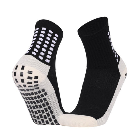 Non Slip Football Socks Grip Sports Socks Thick Towel Bottom Soccer Socks for Men Boys Adult Kids - Black L In Australia - Darrahopens