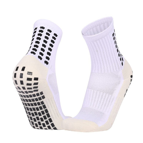 Non Slip Football Socks Grip Sports Socks Thick Towel Bottom Soccer Socks for Men Boys Adult Kids - White S In Australia - Darrahopens