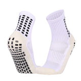 Non Slip Football Socks Grip Sports Socks Thick Towel Bottom Soccer Socks for Men Boys Adult Kids - White L