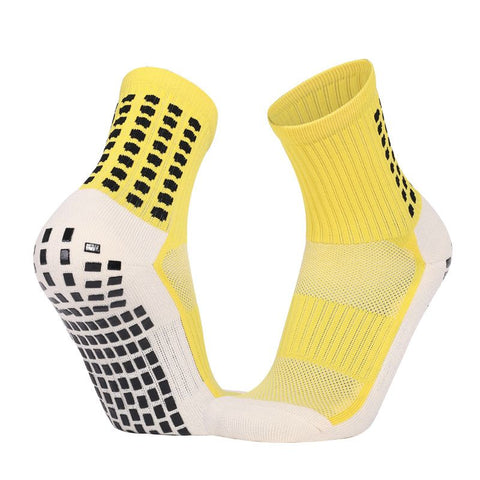 Non Slip Football Socks Grip Sports Socks Thick Towel Bottom Soccer Socks for Men Boys Adult Kids - Yellow S In Australia - Darrahopens