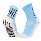 Non Slip Football Socks Grip Sports Socks Thick Towel Bottom Soccer Socks for Men Boys Adult Kids - Light Blue L In Australia - Darrahopens