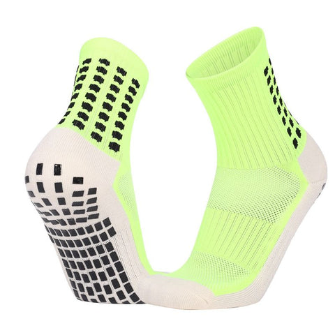 Non Slip Football Socks Grip Sports Socks Thick Towel Bottom Soccer Socks for Men Boys Adult Kids - Fluorescent Green L In Australia - Darrahopens
