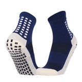 Non Slip Football Socks Grip Sports Socks Thick Towel Bottom Soccer Socks for Men Boys Adult Kids - Navy Blue S