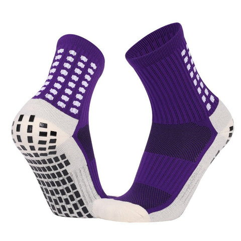 Non Slip Football Socks Grip Sports Socks Thick Towel Bottom Soccer Socks for Men Boys Adult Kids - Purple S In Australia - Darrahopens