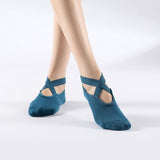 Women's Cotton Non Slip Yoga Socks Grip Pilates Socks Terry Bottom Fitness Dance Workout Socks - Blue In Australia - Darrahopens