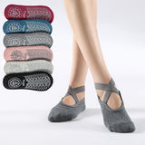 Women's Cotton Non Slip Yoga Socks Grip Pilates Socks Terry Bottom Fitness Dance Workout Socks - Gray In Australia - Darrahopens