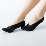 Women's Invisible Five Toe Sports Socks Low Cut Non Slip No Show Socks Ultra Thin Yoga Fitness Workout Socks Black In Australia - Darrahopens
