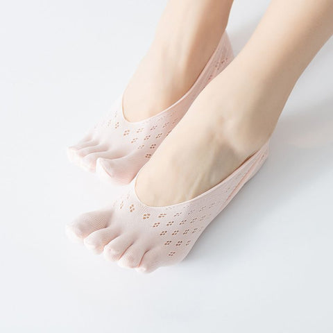 Women's Invisible Five Toe Sports Socks Low Cut Non Slip No Show Socks Ultra Thin Yoga Fitness Workout Socks Pink In Australia - Darrahopens