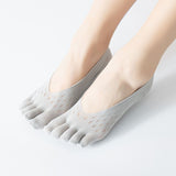 Women's Invisible Five Toe Sports Socks Low Cut Non Slip No Show Socks Ultra Thin Yoga Fitness Workout Socks Gray
