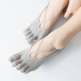 Women's Five Toe Strap Sports Socks Invisible Low Cut Non Slip Yoga Fitness Workout Socks Gray In Australia - Darrahopens