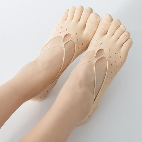 Women's Five Toe Strap Sports Socks Invisible Low Cut Non Slip Yoga Fitness Workout Socks Skin Color In Australia - Darrahopens