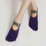 Women's Five Finger Toe Socks Non Slip Yoga Grip Socks Pilates Fitness Dance Sports Socks - Purple