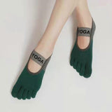 Women's Five Finger Toe Socks Non Slip Yoga Grip Socks Pilates Fitness Dance Sports Socks - Green In Australia - Darrahopens
