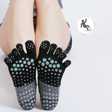 Women's Five Finger Toe Socks Non Slip Yoga Grip Socks Pilates Fitness Dance Sports Socks - Green