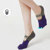 Women's Five Finger Toe Socks Non Slip Yoga Grip Socks Pilates Fitness Dance Sports Socks - Gray