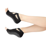 Women's Five Toe Yoga Socks Open Toe Non Slip Grip Socks Pilates Ballet Dance Fitness Exercise Socks Black