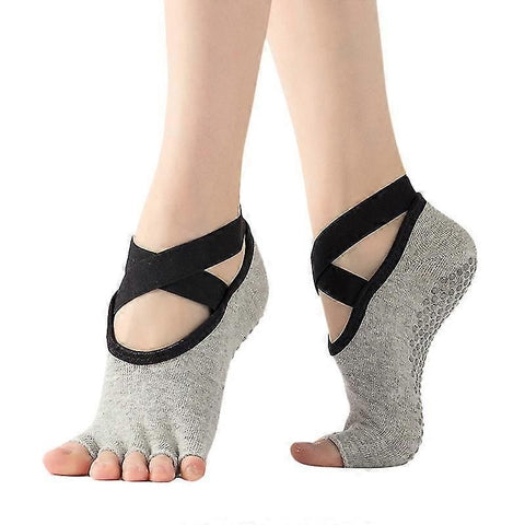 Women's Five Toe Yoga Socks Open Toe Non Slip Grip Socks Pilates Ballet Dance Fitness Exercise Socks Gray In Australia - Darrahopens