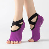 Women's Five Toe Yoga Socks Open Toe Non Slip Grip Socks Pilates Ballet Dance Fitness Exercise Socks Purple In Australia - Darrahopens