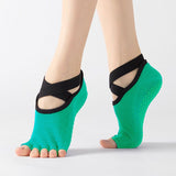 Women's Five Toe Yoga Socks Open Toe Non Slip Grip Socks Pilates Ballet Dance Fitness Exercise Socks Green In Australia - Darrahopens