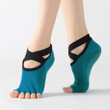 Women's Five Toe Yoga Socks Open Toe Non Slip Grip Socks Pilates Ballet Dance Fitness Exercise Socks Ink Blue In Australia - Darrahopens