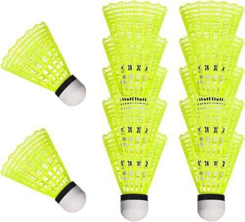 Durable Nylon Badminton Shuttlecocks Indoor Outdoor Training Recreational Yellow 12 Pack