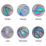 Reflective Luminous Glow Basketball Wear-Resistant PU Big hexagon 1Pc
