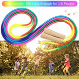 16Ft Adjustable Multi Person Long Jump Rope Wooden Handle Colorful Fitness Equipment
