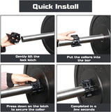 Barbell Clamps Black 2 Inch Quick Release Weight Bar Collars 1 Pair