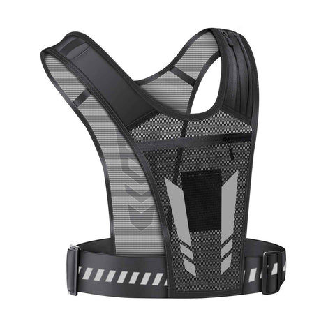 Reflective Running Vest One Size Mesh Lightweight Adjustable Breathable with Phone Pocket 1pc