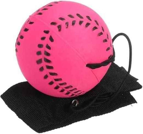 Rubber Wrist Elastic Ball Rope Swing Return Ball Exercise Reaction Rebound Ball Rose Red 1pc