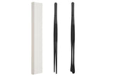 2 Pack 30cm BBQ Tongs Stainless Steel Round and Straight Head for Grilling Cooking - Black