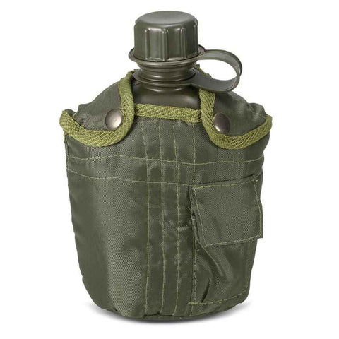1L Outdoor Canteen Bottle, Camping Hiking Backpacking Water Bottle Kettle with Cover(green)