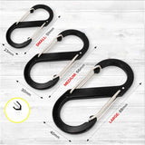 3pcs Heavy Duty Dual S-Biner Carabiner Hooks Multi-Size Handy Hardware