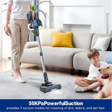 Cordless Vacuum Cleaner, 8 In 1 Powerful Suction Lightweight Vacuum Cleaner For Home, Led Display, 3 Suction Modes, 55Kpa Powerful Suction，45mins Detachable Battery Vacuum For Hard Floor Carpet Pet Hair In Australia - Darrahopens