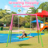 Darrahopens Baby & Kids > Baby & Kid's Toys > Outdoor Play Equipment Flying Saucer Swing Set with Heavy Duty A-Frame Metal Swing Stand, Ful