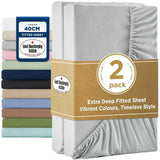 2000TC Hotel Quality Fitted Sheets - 2 Piece Fitted Sheets  -Breathable Bedding - Wrinkle, Fade, Stain Resistant- 16inch/40cm Deep Pocket Fitted Bed Sheets-Wrinkle and Fade Resistant,(Silver-gray,Double) In Australia - Darrahopens