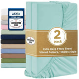2000TC Hotel Quality Fitted Sheets - 2 Piece Fitted Sheets  -Breathable Bedding - Wrinkle, Fade, Stain Resistant- 16inch/40cm Deep Pocket Fitted Bed Sheets-Wrinkle and Fade Resistant,(Ice blue,King) In Australia - Darrahopens