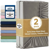 2000TC Hotel Quality Fitted Sheets - 2 Piece Fitted Sheets  -Breathable Bedding - Wrinkle, Fade, Stain Resistant- 16inch/40cm Deep Pocket Fitted Bed Sheets-Wrinkle and Fade Resistant,(Grey,King) In Australia - Darrahopens