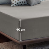 2000TC Hotel Quality Fitted Sheets - 2 Piece Fitted Sheets  -Breathable Bedding - Wrinkle, Fade, Stain Resistant- 16inch/40cm Deep Pocket Fitted Bed Sheets-Wrinkle and Fade Resistant,(Grey,King)