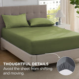 2000TC Hotel Quality Fitted Sheets - 2 Piece Fitted Sheets  -Breathable Bedding - Wrinkle, Fade, Stain Resistant- 16inch/40cm Deep Pocket Fitted Bed Sheets-Wrinkle and Fade Resistant,(Olive green,King)