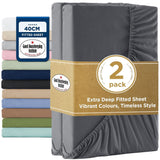2000TC Hotel Quality Fitted Sheets - 2 Piece Fitted Sheets  -Breathable Bedding - Wrinkle, Fade, Stain Resistant- 16inch/40cm Deep Pocket Fitted Bed Sheets-Wrinkle and Fade Resistant,(Dark gray,King) In Australia - Darrahopens