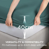 2000TC Hotel Quality Fitted Sheets - 2 Piece Fitted Sheets  -Breathable Bedding - Wrinkle, Fade, Stain Resistant- 16inch/40cm Deep Pocket Fitted Bed Sheets-Wrinkle and Fade Resistant,(Biscay blue,King)