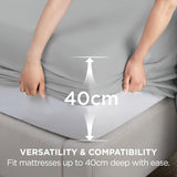 2000TC Hotel Quality Fitted Sheets - 2 Piece Fitted Sheets  -Breathable Bedding - Wrinkle, Fade, Stain Resistant- 16inch/40cm Deep Pocket Fitted Bed Sheets-Wrinkle and Fade Resistant,(Silver-gray,King)