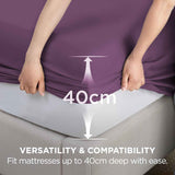 2000TC Hotel Quality Fitted Sheets - 2 Piece Fitted Sheets  -Breathable Bedding - Wrinkle, Fade, Stain Resistant- 16inch/40cm Deep Pocket Fitted Bed Sheets-Wrinkle and Fade Resistant,(Purple,King) In Australia - Darrahopens
