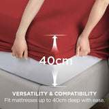 2000TC Hotel Quality Fitted Sheets - 2 Piece Fitted Sheets  -Breathable Bedding - Wrinkle, Fade, Stain Resistant- 16inch/40cm Deep Pocket Fitted Bed Sheets-Wrinkle and Fade Resistant,(Red,King Single) In Australia - Darrahopens
