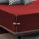 2000TC Hotel Quality Fitted Sheets - 2 Piece Fitted Sheets  -Breathable Bedding - Wrinkle, Fade, Stain Resistant- 16inch/40cm Deep Pocket Fitted Bed Sheets-Wrinkle and Fade Resistant,(Red,King Single)