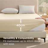 2000TC Hotel Quality Fitted Sheets - 2 Piece Fitted Sheets  -Breathable Bedding - Wrinkle, Fade, Stain Resistant- 16inch/40cm Deep Pocket Fitted Bed Sheets-Wrinkle and Fade Resistant,(Cream White,King Single) In Australia - Darrahopens