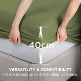 2000TC Hotel Quality Fitted Sheets - 2 Piece Fitted Sheets  -Breathable Bedding - Wrinkle, Fade, Stain Resistant- 16inch/40cm Deep Pocket Fitted Bed Sheets-Wrinkle and Fade Resistant,(Olive green,Queen) In Australia - Darrahopens